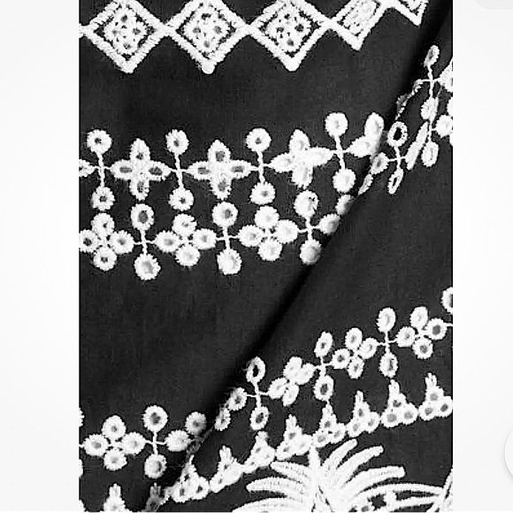 $325 Rachel Zoe Split Neck Embroidered Blouse 0 XXS XS Black + White Cotton NWT - Picture 8 of 14